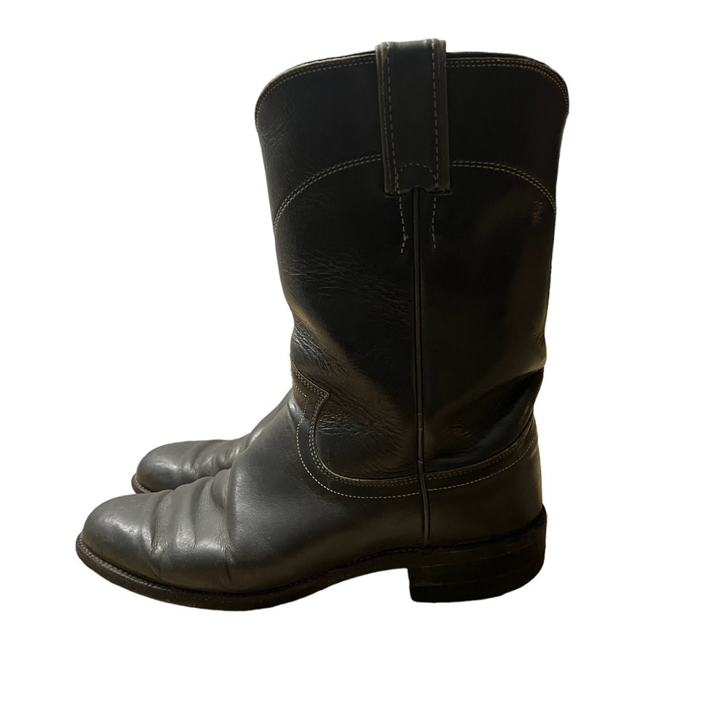 JUSTIN BOOTS Roper Blue Gray Leather Cowgirl Boots Size 7A - Picture 3 of 11